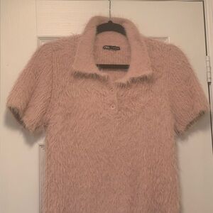Adorable Zara pink fluffy shirt.